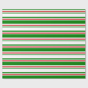 Papier Cadeau Vert, Blanc, Rouge Lignes Thématiques de Noël de c