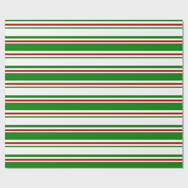Papier Cadeau Vert, Blanc, Rouge Lignes Thématiques de Noël de c (Plat)