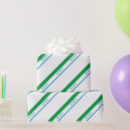 Papier Cadeau Vert bleu minimal Grandes bandes Texte japonais