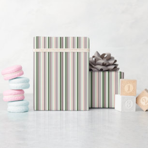 Papier Cadeau Vert Brun Taupe Poire Rayé