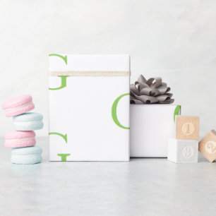 Papier Cadeau Vert Citron et Monogramme Blanc 