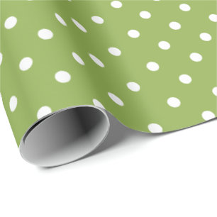 Papier Cadeau Vert citron   Papier blanc à enveloppement à point