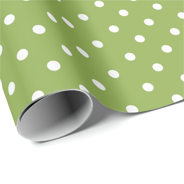 Papier Cadeau Vert citron | Papier blanc à enveloppement à point (Coin rond)