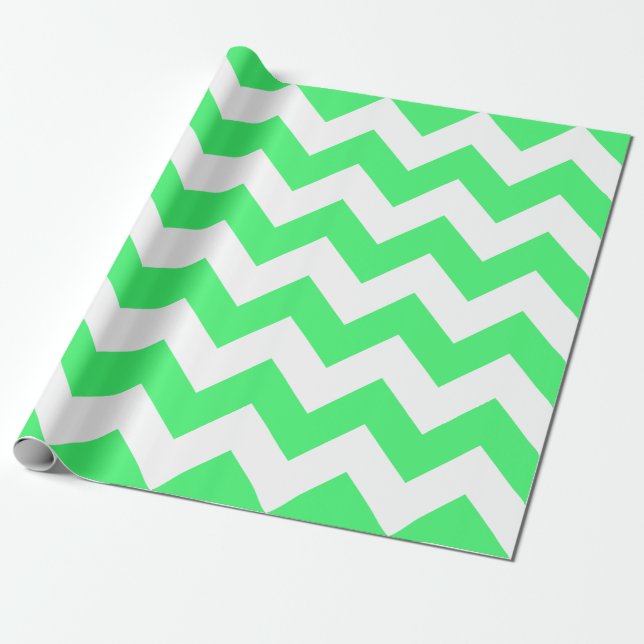 Papier Cadeau Vert clair et blanc extra grand Chevron (Déroulé)