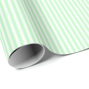 Papier Cadeau Vert clair et rayures blanches