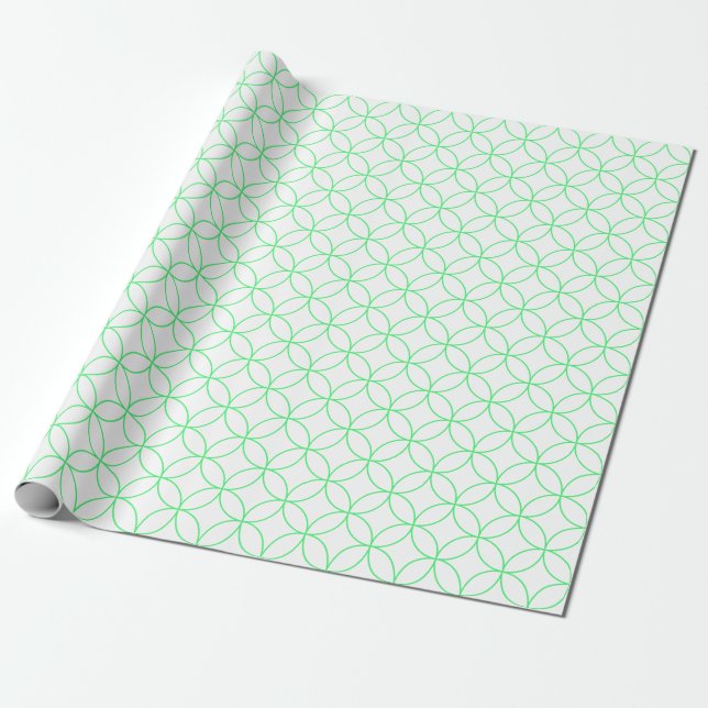 Papier Cadeau Vert clair sur les cercles de chevauchement blanc (Déroulé)