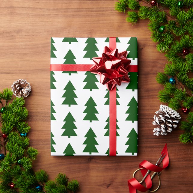 Papier Cadeau Vert de Noël traditionnel (Cadeau de vacances)