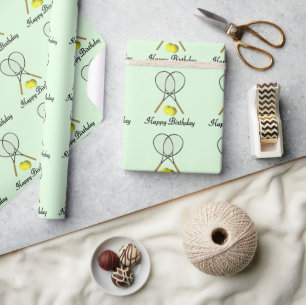 Papier Cadeau Vert de tennis d'anniversaire Sports