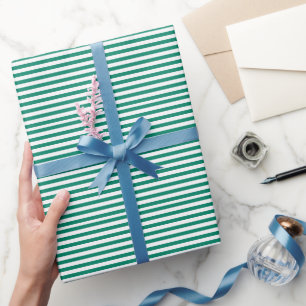 Papier Cadeau Vert émeraude bleu foncé rayures été