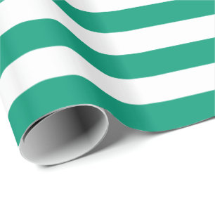 Papier Cadeau Vert émeraude et rayure blanche