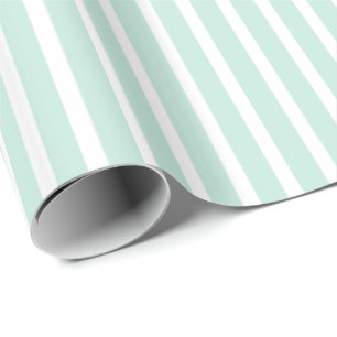 Papier Cadeau Vert en bon état adorable et blanc barrés