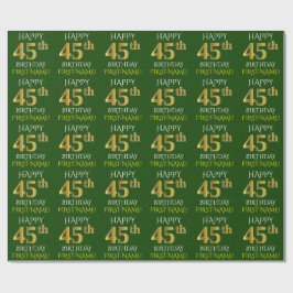 Papier Cadeau Vert, Faux Or "HEUREUX 45ème anniversaire"