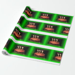 Papier Cadeau Vert fête d'anniversaire avec papier d'enveloppeme