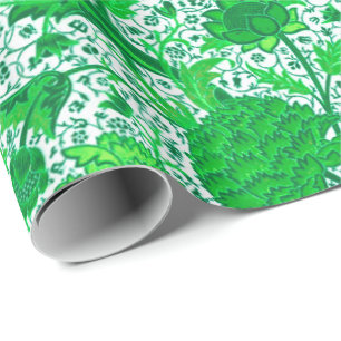 Papier Cadeau Vert floral de William Morris et vert Jacobean
