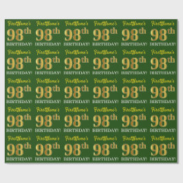 Papier Cadeau Vert, Imitation Gold Look "98e anniversaire"