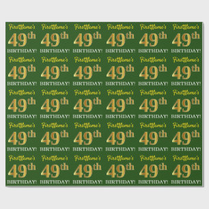 Papier Cadeau Vert, imitation or aspect "49 ANS"