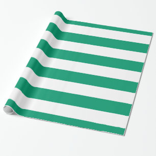 Papier Cadeau Vert Jade, Motif Rayures XL Blanches