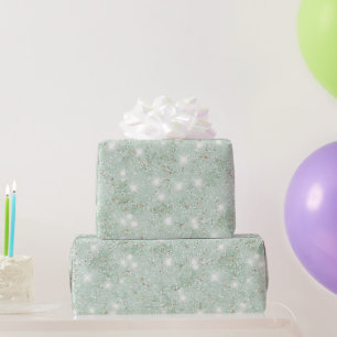 Papier Cadeau Vert Menthe Faux Anniversaire Pailleté