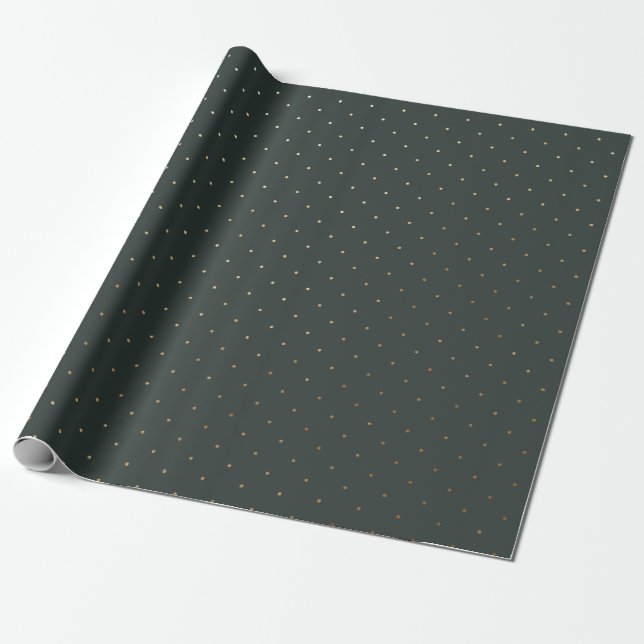 Papier Cadeau Vert moderne et Faux Or Polka Dot Christmas (Déroulé)