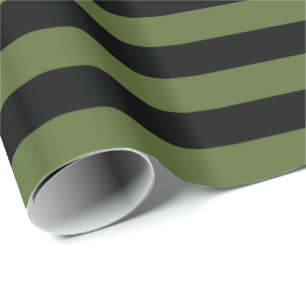 Papier Cadeau Vert olive/Noir rayé