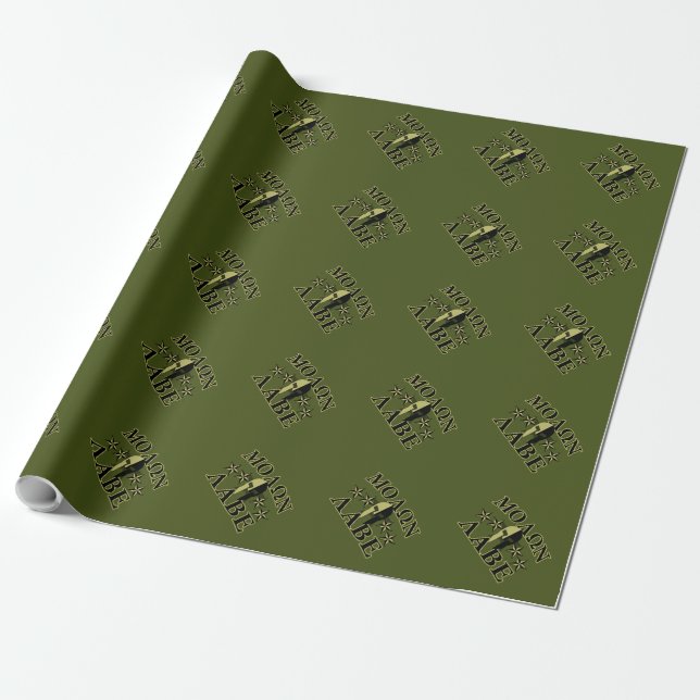 Papier Cadeau Vert olive spartiate de 5 étoiles de Molon Labe (Déroulé)