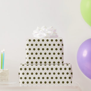Papier Cadeau Vert olive, Vieux Pois dentelle décalé Motif