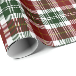 Papier Cadeau Vert Rouge Noël Nouvel An Tartan Plaid Rétro