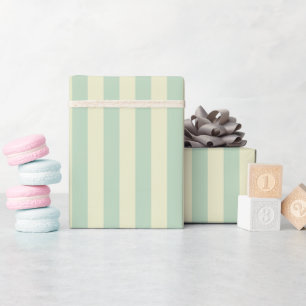 Papier Cadeau Vert sauge et rayures jaunes