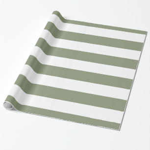 Papier Cadeau Vert sauge, motif rayures blanches XL