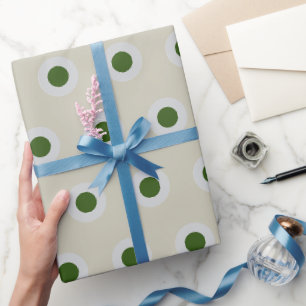 Papier Cadeau Vert Taupe Pâle Gris Points Fantaisie Simple Rétro