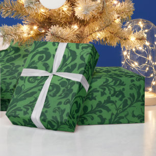 Papier Cadeau Vêtements classiques de fleurs vertes victoriennes