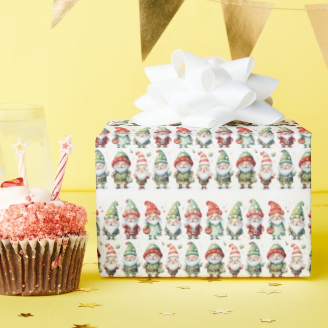 Papier Cadeau Vêtements de Noël de Gnomes (Fête d'anniversaire)