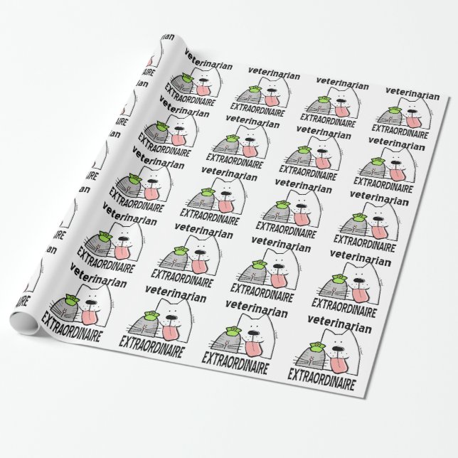 Papier Cadeau Vétérinaire amusant Extraordinaire (Déroulé)