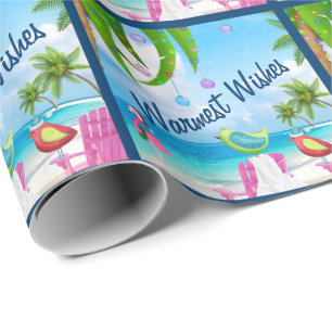 Papier Cadeau Veux les plus chauds mignons Oiseaux Plage Noël