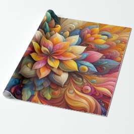 Papier Cadeau Vibrant 3D Abstrait Floral Oil Texture Art