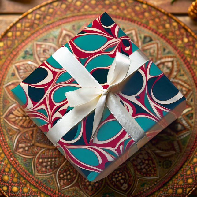 Papier Cadeau Vibrant Bio wirl Ankara African American Cadeau (Vibrant Organic Swirl Ankara African American Gift Wrapping Paper)