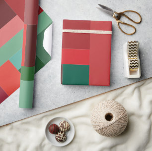 Papier Cadeau Vibrant Bloque de Couleurs Moderne Noël Fêtes
