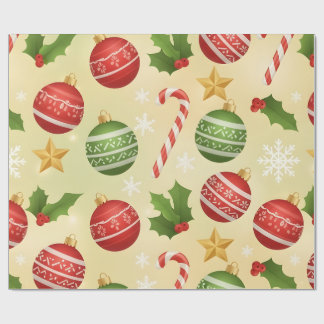 Papier Cadeau Vibrant Festive Christmas Ornaments and Candy Cane