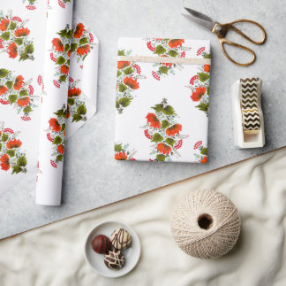 Papier Cadeau Vibrant Folk Art Floral Wrapping Paper