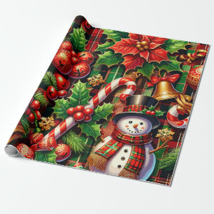 Papier Cadeau Vibrant Noël Plaid