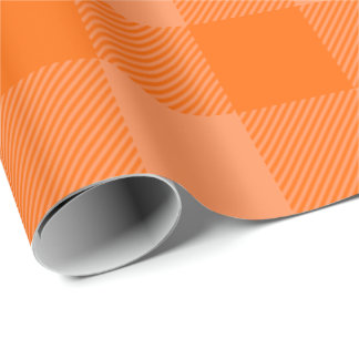 Papier Cadeau Vibrant Orange & Pale Orange Autumn Buffalo Plaid
