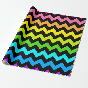 Papier Cadeau Vibrant Rainbow Chevron Motif