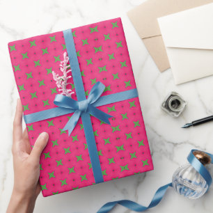 Papier Cadeau Vibrant rose et Kelly Motif de couche verte