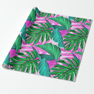 Papier Cadeau Vibrant Tropical Monstera Feuille Exotic Motif 