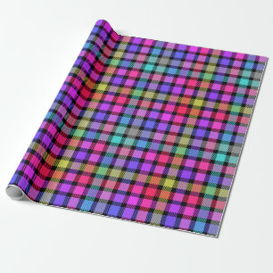 Papier Cadeau Vichy Madras à carreaux arc-en-ciel lumineux