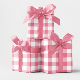 Papier Cadeau Vichy rose 7,62 cm à carreaux