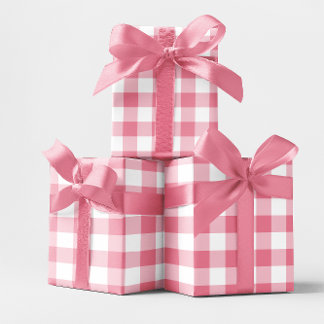 Papier Cadeau Vichy rose 7,62 cm à carreaux