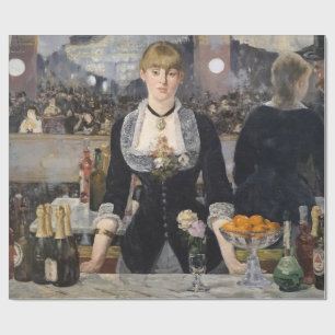 Papier Cadeau Victorian Barmaid Girl at Folies Bergere, France