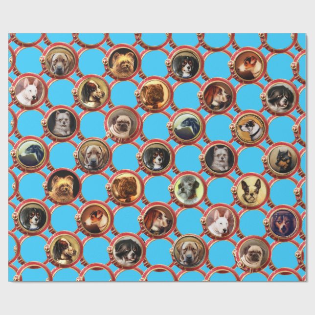 Papier Cadeau VICTORIAN ENAMELS MINIATURE PORTRAITS DE CHIEN Sky (Plat)