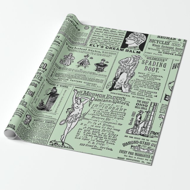 Papier Cadeau Victorian Era Newspaper Advertising Women Men (Déroulé)